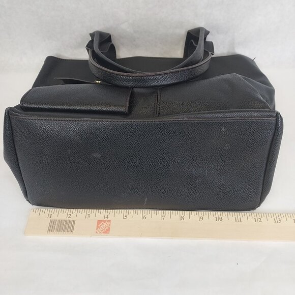 Liz Claiborne Shoulder Purse Tote Bag Black Faux Pebbled Leather Lined Pockets - Picture 15 of 16